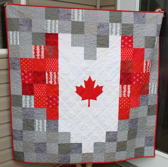 Custom homemade Quilt Canadian Flag Quilt Heart Quilt
