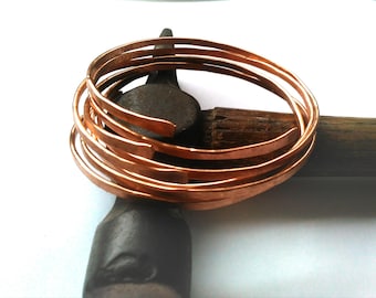 Copper Stacking Bangles Raw Natural Hammered Copper Bracelet Set Healing Wabi Sabi Jewellery FREE UK SHIPPING