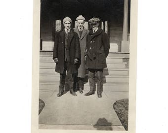 Three men, vintage snapshot photo