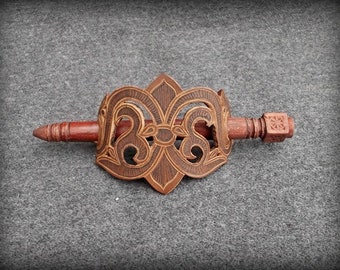Leather barrette, leather decoration, leather goods, artistic carving