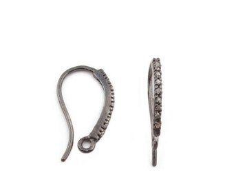 Mega Sale Extremely Beautiful 1 Pair Pave Diamond Hoop Earring - 925 Sterling Silver Fish Hoop Earring 21mmx11mm PDC874