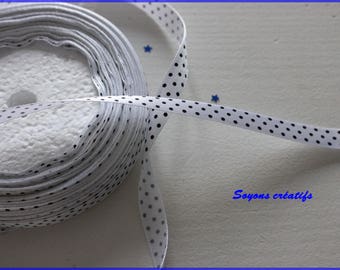 5 m jewelry scrapbooking white satin with black dots Ribbon
