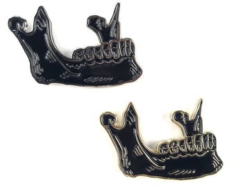 Jaw Bone Mandible Skeleton Enamel Pin - Gold or Silver