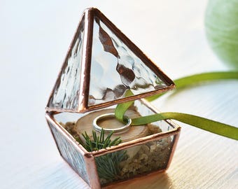 MINI Proposal ring box Geometric ring box Ring bearer box Engagement ring box Copper ring box Glass ring pillow Wedding ring box Jewelry box