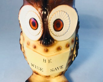 Be Wise Save Vintage Ceramic Owl Bank