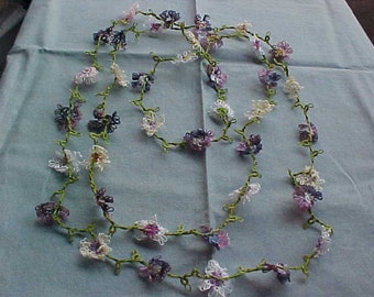 Tatted Necklace of 40 Flowers by Dove Country Tatting