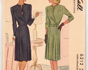 Vintage Sewing Pattern 1940's Ladies' Dress McCall 6212 Size 32" Bust - Free Pattern Grading E-book Included