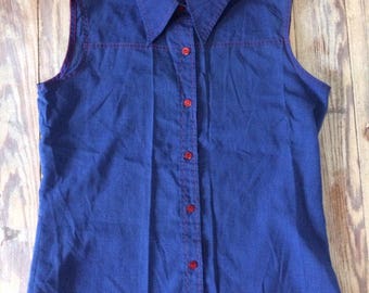 70/80s fruit of the loom sleeve leas button up