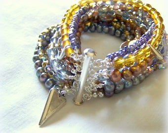 MULTI STRAND BRACELET ... copper and blue