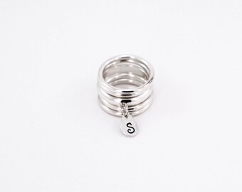 Stackers with initial, Silver Stackers
