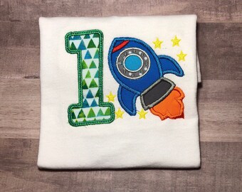 Rocket Ship Birthday Shirt, Up Up and Away Birthday Party, Boys Birthday Shirt, 1st Birthday Shirt for Boys, Rocket Ship Birthday Party,