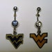 ON SALE WVU West Virginia University Belly Naval Ring, Choose Dark Blue or Clear Cz Gemstone, Blue or Gold Charm
