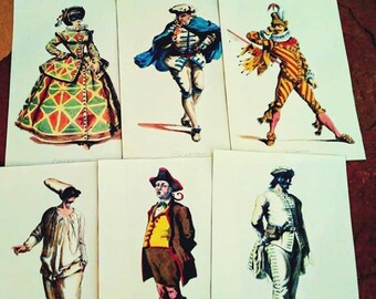 Italian Opera Prints, Colorful Costumes, Ball Masque