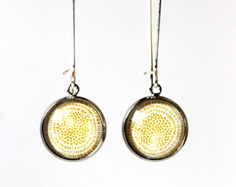 Cabochon 14 mm yellow minimalist earrings