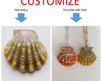 CUSTOMIZE An Ocean Wave Wire Wrapped Sunrise Shell Necklace; 14k Gold Filled; Sterling Silver