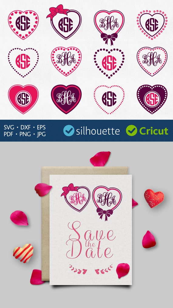 Heart Monogram Svg Dot Monogram Svg download Heart Frame