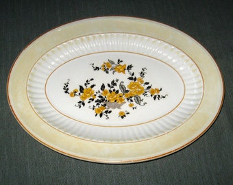 1926 Knowles, Taylor, Knowles 11" Oval Platter, Yellow Flowers, KTK10 Coronado
