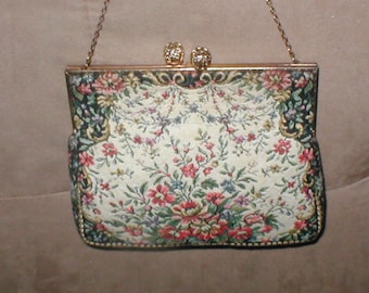 Antique 1930's FRENCH Needlepoint Tapestry Purse