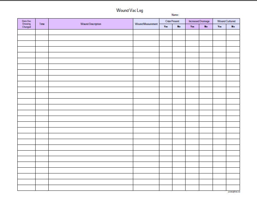 Fillable Wound Care Log / PDF/ Digital Health forms/ Printable