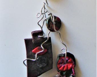 Necklace polymer clay and silver aluminum wire