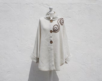 Vintage cape knit cape retro cape summer cape wedding cape elegant cape cream colour cape knit poncho cream poncho