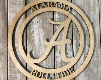 Unfinished Alabama Roll Tide Wood Sign