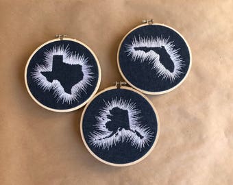 State Embroidery Hoop Art