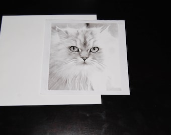 Black and White Watercolor Persian 5x5 Notecard with Envelope