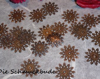 D-03282 - 30 Bead caps antique copper 18mm