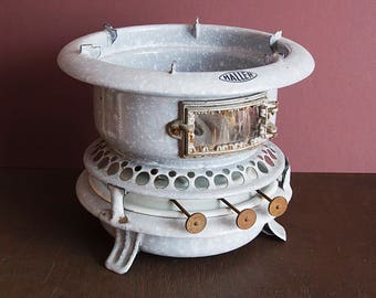 Vintage portable kerosin kitchen - Austria Hungary Empire Enamelware Antique Cooking Custom Metal Table Cookware Enamel Rare Old Camping