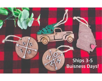 Wood Christmas Ornaments / Rustic Ornaments / Farmhouse Christmas Ornaments