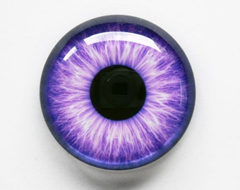 30mm handmade glass eye cabochon - purple eye - standard profile