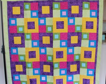 Geometric Block Patchwork Lap Size Quilt Top