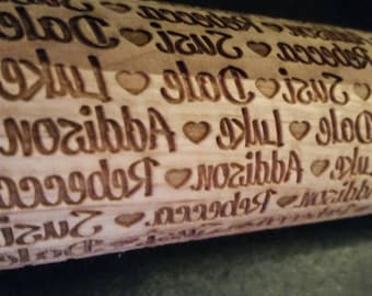 Multiple Name Personalized Rolling Pin
