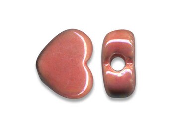2 ceramic hearts Greek 12 x 10 mm salmon