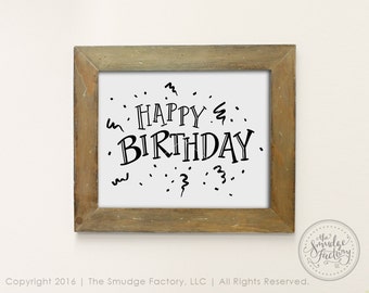 Happy Birthday Printable Decor, DIY Birthday Art, Print and Cut, Birthday Party, Birthday Decoration, Confetti Party Streamers Birthday Sign