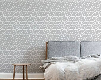 Self adhesive vinyl wallpaper, wall decal - Geometric Hex print - 029 SNOW/ WHISPER