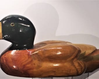 Hand Painted Wooden Duck. Wooden Duck Decor. Hand Carved Duck.