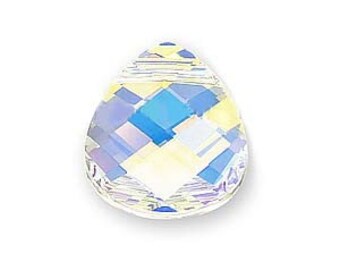 Large Swarovski 6012 Flat briolette in clear ab - 15.4x14mm - Swarovski pendant - clear crystal