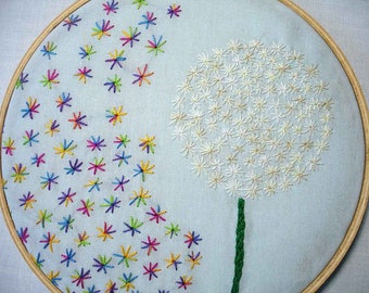 Embroidery Hoop Art, Re-Imagined Dandelion, Hoop Art, Mother's Day Gift