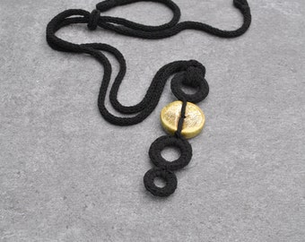 Long ceramic necklace / Black and gold necklace / Modern necklace / Ceramic jewelry / Unique ceramic necklace / gift for her / Aliquid