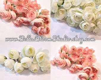 Ranunculus Flowers Blush Pink, Artificial Flowers, Silk Flowers, Millinery, Ranunculus Buds. Flower Heads. Floral Supplies,Hat Etsy
