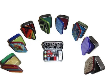 Mini Sewing Kits, Travel Gifts, DIY Kits For Kids & Adults, Upcycled Recycled Repurposed, Fabric Covered Metal Gift Tins, DIY Gift