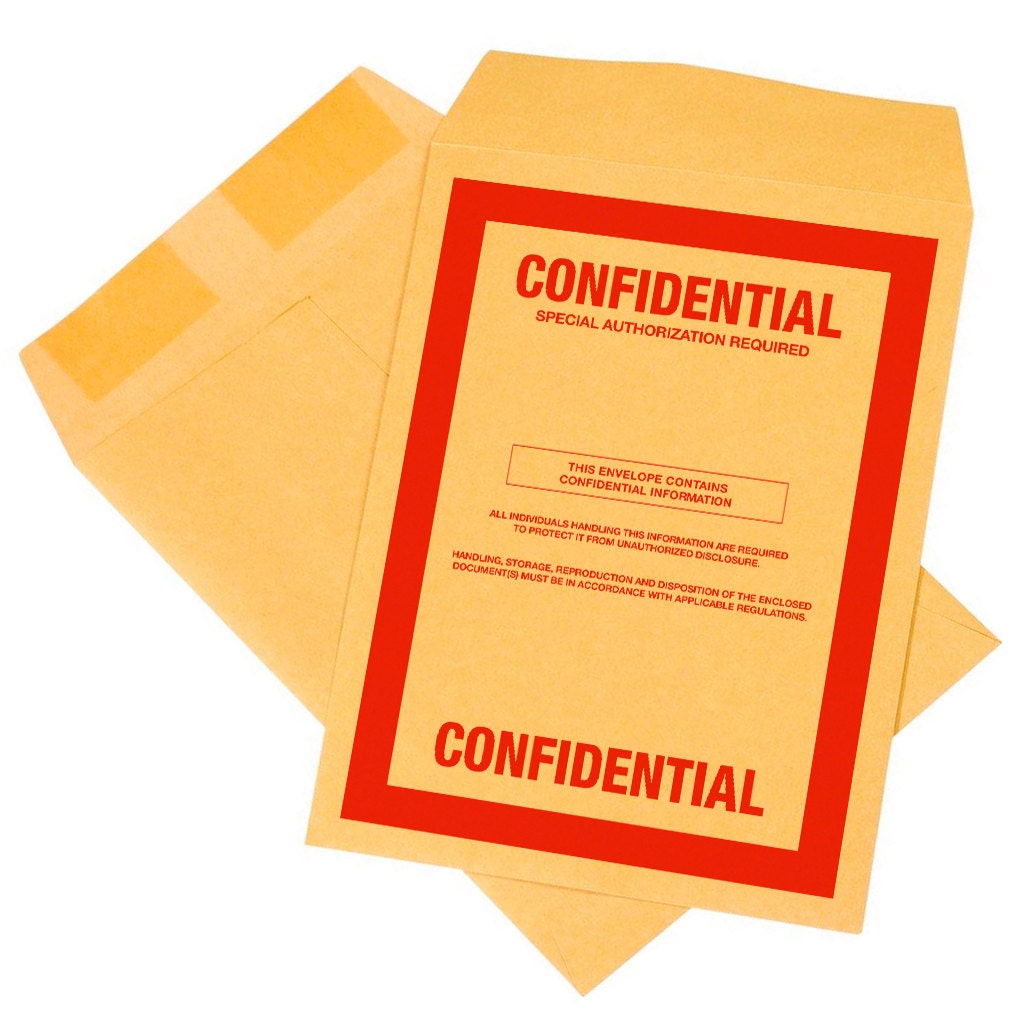 5 Pack CONFIDENTIAL top secret classified 9x12 envelopes cia