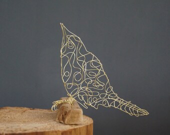 Sculptural Wire Bird Drawing of a Grasshopper Warbler.