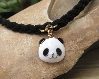 Panda necklace, Panda choker, Panda jewelry, Black choker with panda, panda bear necklace, Black and white necklace, childrens necklace