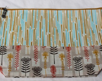 Zippered project bag - zipper pouch - knitting bag - sock knitting bag