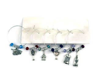 Wine Themed Wine Glass Charms