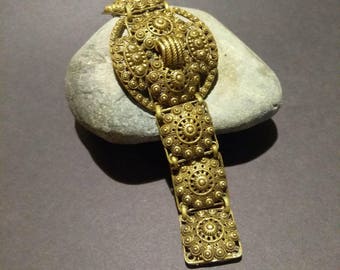 Ornate Brass Bracelet "Czechoslovakia"
