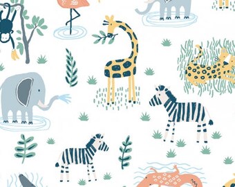 Jungle Animals fabric Dear Stella Welcome to the Jungle cotton fabric